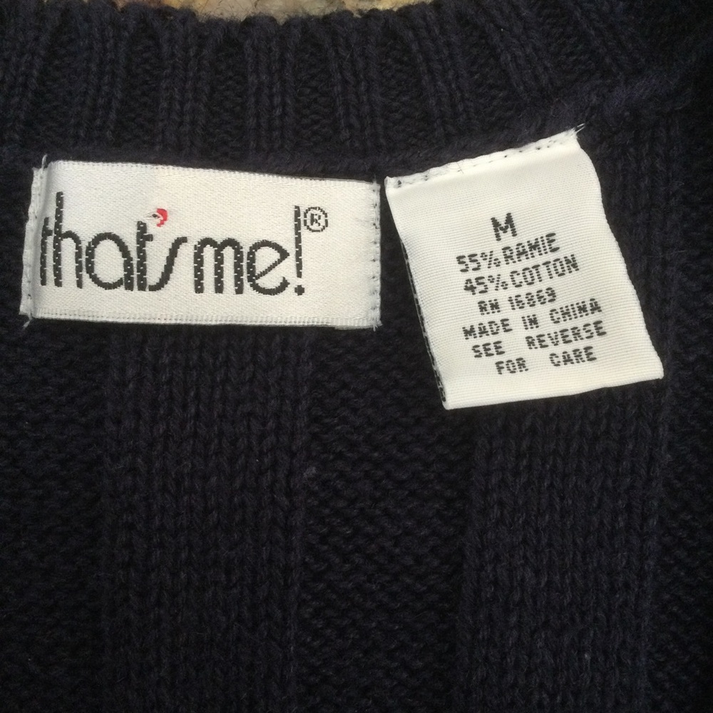 Vintage Long Navy Button-Front Sweater Vest Size Medium - Picture 4 of 9